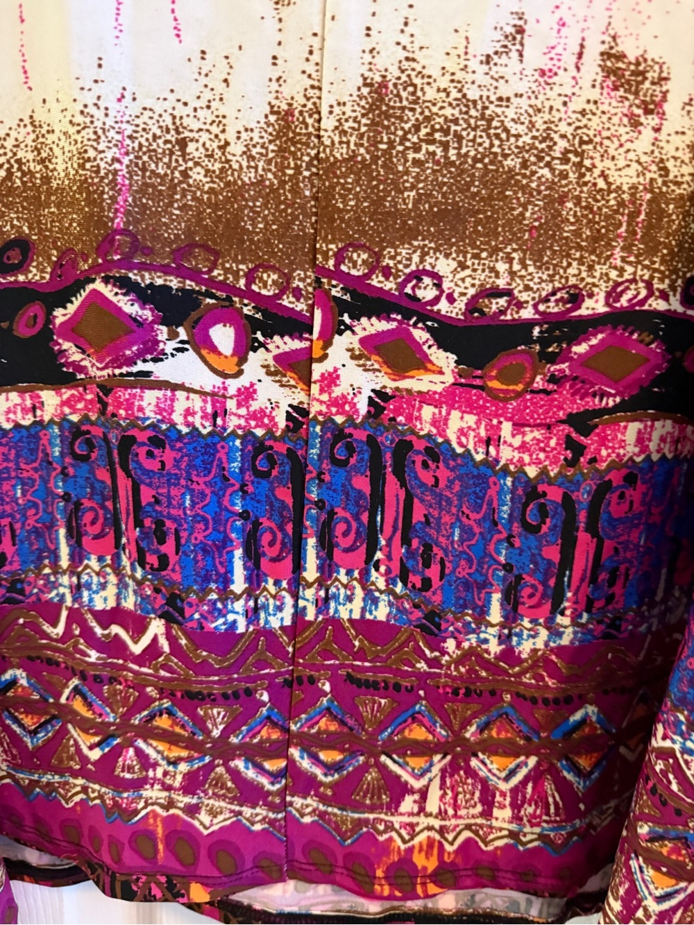 Chenault Boho Beaded Tunic Top 1X Sleeveless Colorful Print Made in USA - Picture 9 of 10